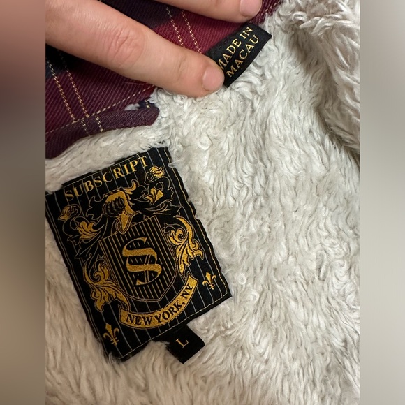 Men’s Subscript S, NY, NY (size L),  plaid, military-style coat/jacket - Picture 8 of 11